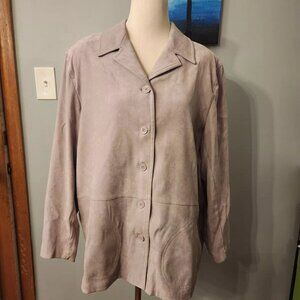 Vintage JESSICA HOLBROOK Easycare Faux Suede Lavender Jacket Blazer Size Large